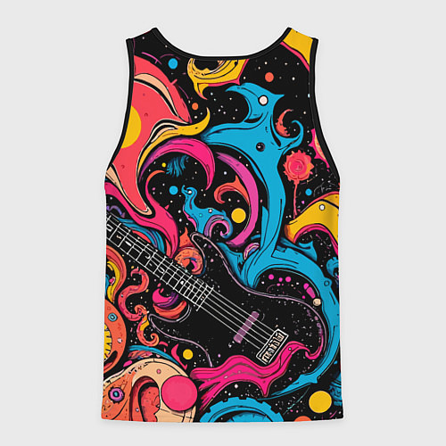 Мужская майка без рукавов Psychedelic abstract guitar / 3D-Черный – фото 2