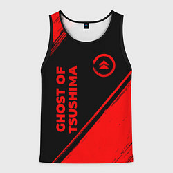 Майка-безрукавка мужская Ghost of Tsushima - red gradient вертикально, цвет: 3D-черный