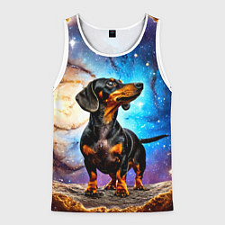 Майка-безрукавка мужская Такса в космосе, цвет: 3D-белый