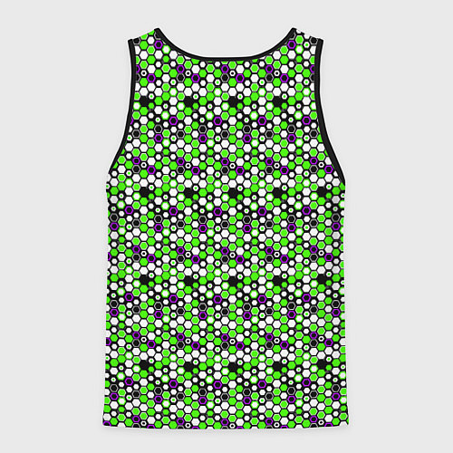 Мужская майка без рукавов Киберпанк шестиугольники зелёные / 3D-Черный – фото 2