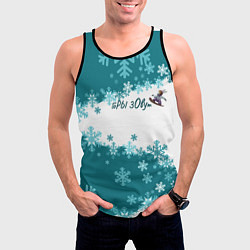 Майка-безрукавка мужская Горы зовут сноуборд бирюза, цвет: 3D-черный — фото 2