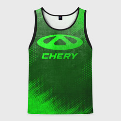 Майка-безрукавка мужская Chery - green gradient, цвет: 3D-черный