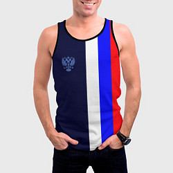 Майка-безрукавка мужская Герб России и триколор, цвет: 3D-черный — фото 2