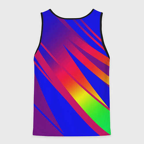 Мужская майка без рукавов Красно-синий с полосами градиент / 3D-Черный – фото 2