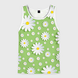 Майка-безрукавка мужская Ромашки бумажные, цвет: 3D-белый