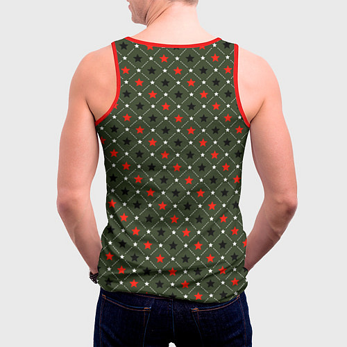 Мужская майка без рукавов Звёздный хаки / 3D-Красный – фото 4