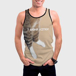 Майка-безрукавка мужская У меня лапки кот Марс, цвет: 3D-черный — фото 2