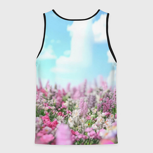 Мужская майка без рукавов Единорожка в цветочках / 3D-Черный – фото 2