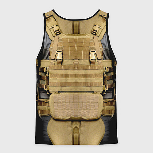 Мужская майка без рукавов Бронежилет цвета хаки армейский / 3D-Черный – фото 2