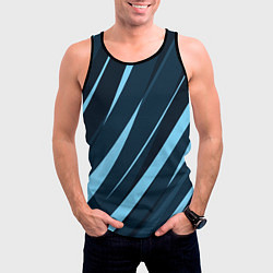 Майка-безрукавка мужская Тёмный бирюзовый контрастные полосы, цвет: 3D-черный — фото 2