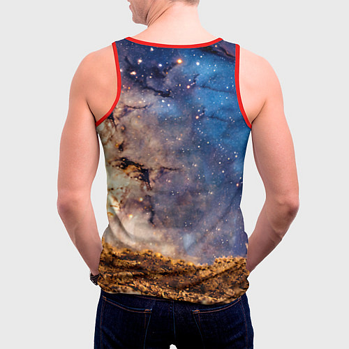 Мужская майка без рукавов Пиксибоб в космосе / 3D-Красный – фото 4