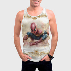 Майка-безрукавка мужская Человек - паук розы и узоры, цвет: 3D-белый — фото 2