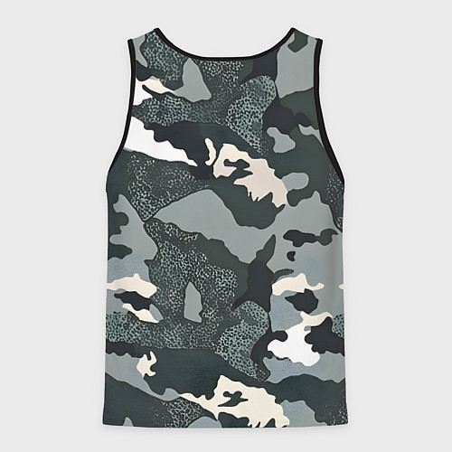 Мужская майка без рукавов Темно зеленый камуфляж / 3D-Черный – фото 2