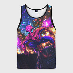 Майка-безрукавка мужская Человек-паук и фиолетовый свет, цвет: 3D-черный