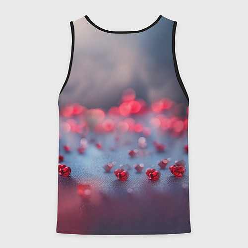 Мужская майка без рукавов Хрустальное красное сердце на сером фоне с боке / 3D-Черный – фото 2