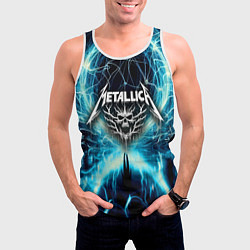 Майка-безрукавка мужская Neon glow - Metallica, цвет: 3D-белый — фото 2
