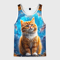 Майка-безрукавка мужская Манчкин в космосе, цвет: 3D-белый