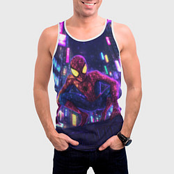Майка-безрукавка мужская Человек паук с желтыми глазами, цвет: 3D-белый — фото 2