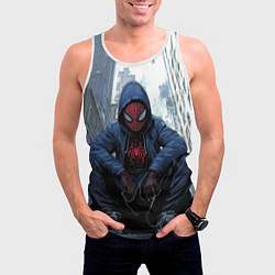 Майка-безрукавка мужская Человек-паук в кедах, цвет: 3D-белый — фото 2