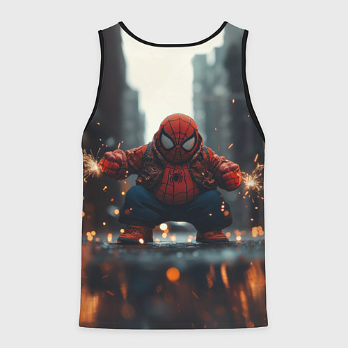 Мужская майка без рукавов Толстый злой человек-паук / 3D-Черный – фото 2