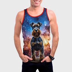 Майка-безрукавка мужская Ризеншнауцер в космосе, цвет: 3D-красный — фото 2
