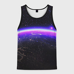 Мужская майка без рукавов Планета и неоновое свечение