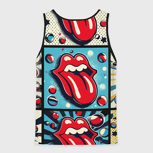 Мужская майка без рукавов Rolling Stones logo - pop art / 3D-Черный – фото 2