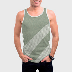 Майка-безрукавка мужская Светлый серо-зелёный абстрактный, цвет: 3D-белый — фото 2
