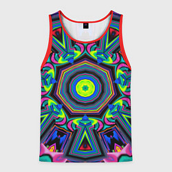 Майка-безрукавка мужская Оптический узор неоновые краски, цвет: 3D-красный