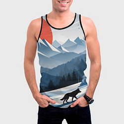 Майка-безрукавка мужская Лиса в горах, цвет: 3D-черный — фото 2