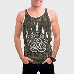 Майка-безрукавка мужская Символ Велеса - лапа медведя в текстуре древа, цвет: 3D-белый — фото 2