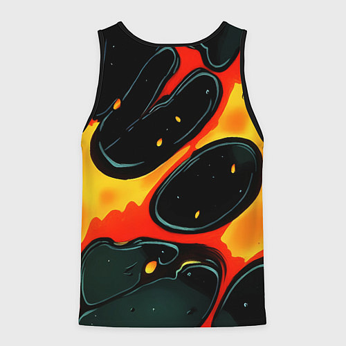 Мужская майка без рукавов Оранжевые разломы текстура / 3D-Черный – фото 2