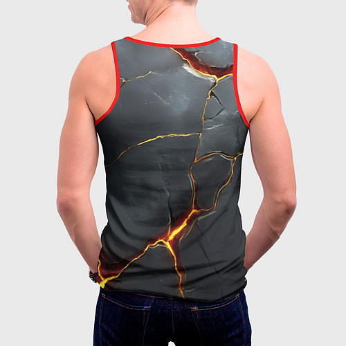 Мужская майка без рукавов Серая текстура с золотым изломом / 3D-Красный – фото 4