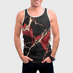 Майка-безрукавка мужская Красно-черная потертая текстура, цвет: 3D-белый — фото 2