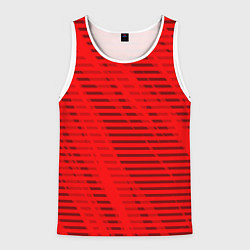Майка-безрукавка мужская Красный полосатый, цвет: 3D-белый