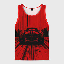 Майка-безрукавка мужская Спорткар на красном фоне, цвет: 3D-красный