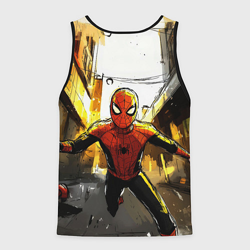 Мужская майка без рукавов Бегущий человек - паук / 3D-Черный – фото 2