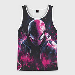 Майка-безрукавка мужская Человек-паук и розовая краска, цвет: 3D-белый