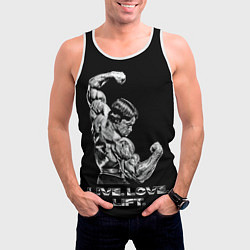 Майка-безрукавка мужская Арнольд - живи люби расти, цвет: 3D-белый — фото 2
