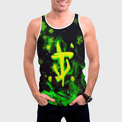 Майка-безрукавка мужская Doom кислотный снег в огне лого, цвет: 3D-белый — фото 2