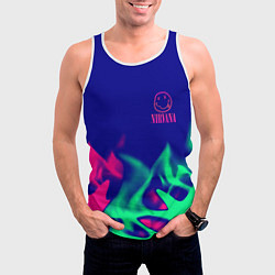 Майка-безрукавка мужская Nirvana fire neon, цвет: 3D-белый — фото 2