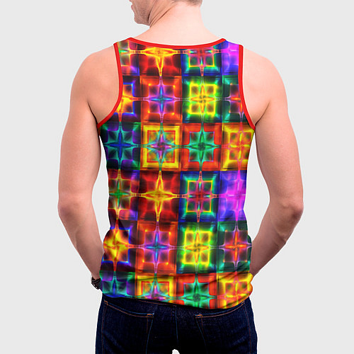 Мужская майка без рукавов Неоновое стекло абстракция / 3D-Красный – фото 4