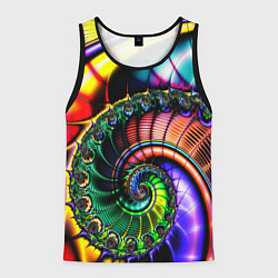 Мужская майка без рукавов Фрактальный узор неоновый