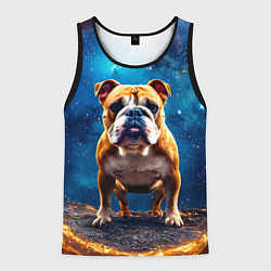 Майка-безрукавка мужская Бульдог в космосе, цвет: 3D-черный