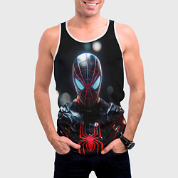 Майка-безрукавка мужская Спайдер-мен в мото костюме, цвет: 3D-белый — фото 2