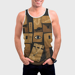 Майка-безрукавка мужская Коробки и глаз, цвет: 3D-белый — фото 2