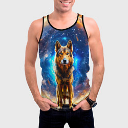 Майка-безрукавка мужская Волкодав в космосе, цвет: 3D-черный — фото 2