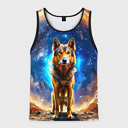 Майка-безрукавка мужская Волкодав в космосе, цвет: 3D-черный