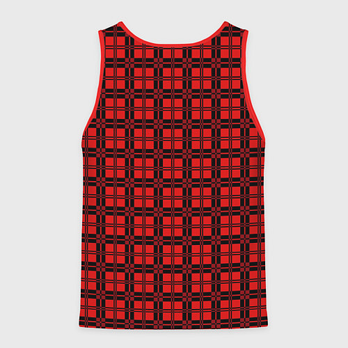 Мужская майка без рукавов Красно-коралловый клетка / 3D-Красный – фото 2