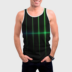 Майка-безрукавка мужская The line is green black, цвет: 3D-белый — фото 2